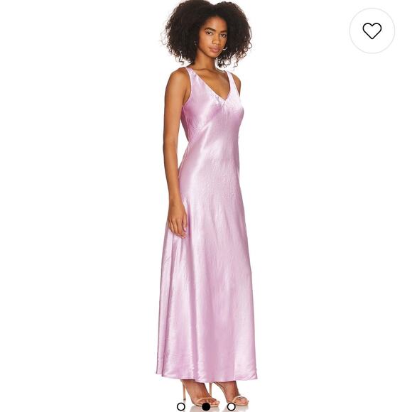 Vince V-neck Maxi Satin Slip Dress in Petal Nectar Pink Purple Large - Picture 2 of 10
